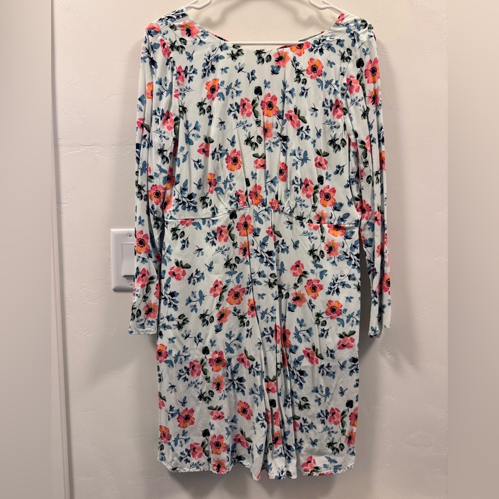 LOFT Floral Dress with Blue and Pink Accents
